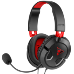 Turtle Beach Recon 50 bedrade multiplatform-gamingheadset, PC, PS5 en XBOX - Zwart-rood, PlayStation, PS4, XBOX Series X|S, PC-splitterkabel, afneemb. microfoon, 40 mmspeakers, bediening in kabel, licht