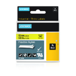 Dymo 18490/S0718080 Ribbon Nylon flexible black on yellow 12mm x 3,5m for Dymo Rhino 6-12mm/19mm/24mm