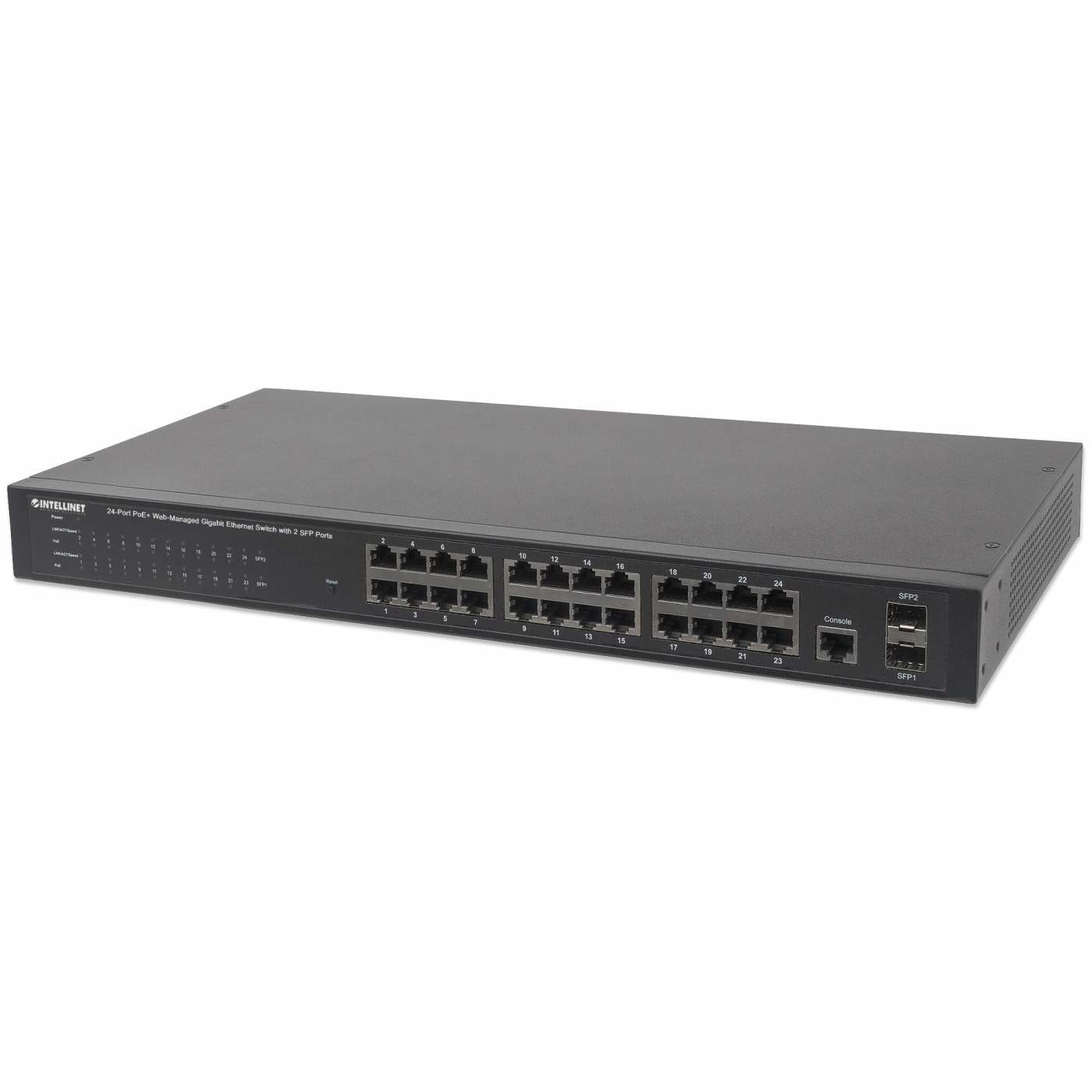 Image of Intellinet 24-Port Gigabit Ethernet PoE+ Web-Managed Switch with 2...