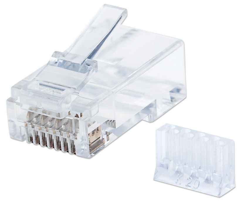 Image of Intellinet RJ45 Modular Plugs, Cat6, UTP, 3-prong, for solid wire,...