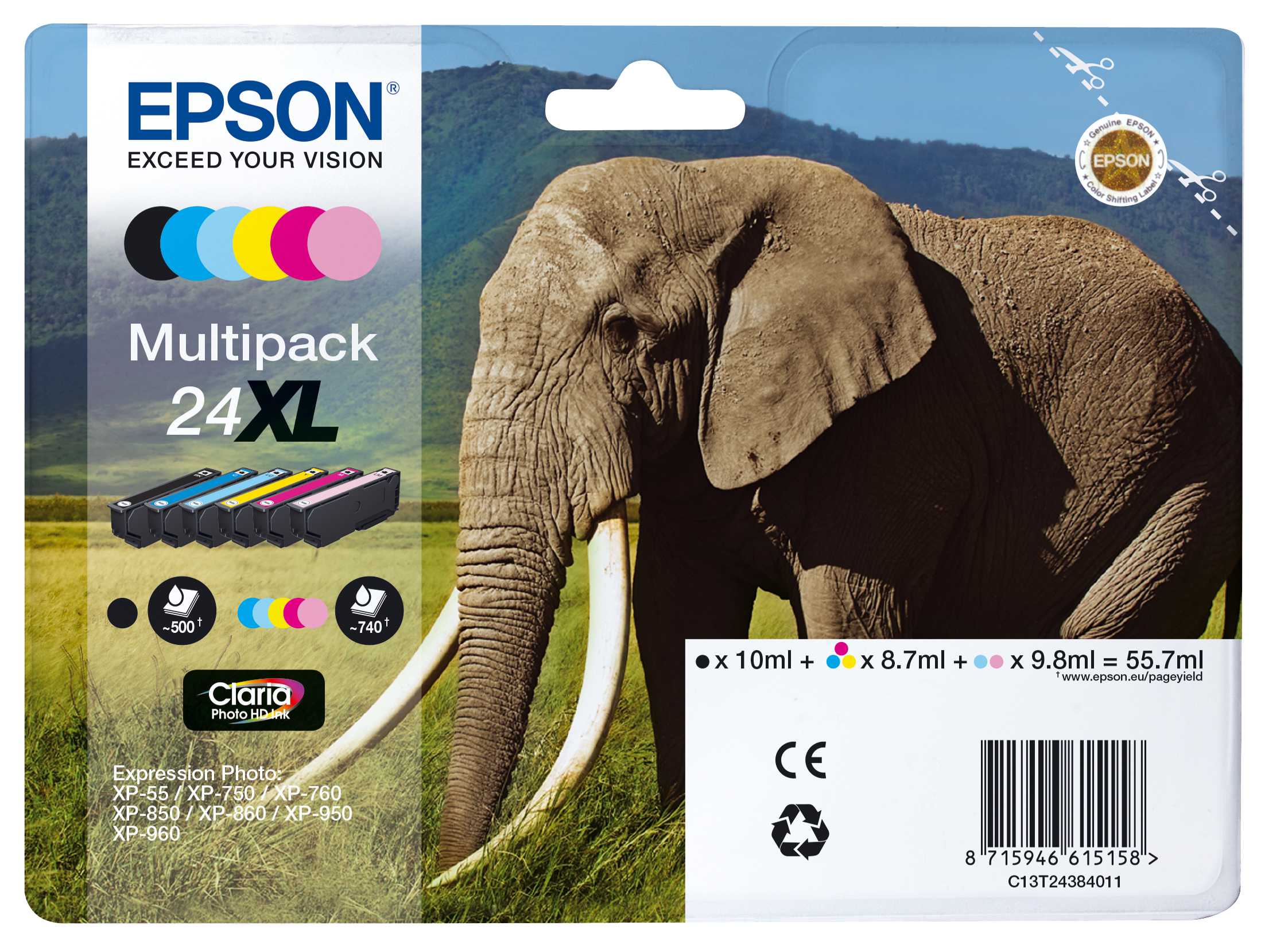 Image of Epson C13T24384011/24XL Ink cartridge multi pack Bk,C,M,Y,LC,LM...