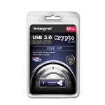 Integral 64GB Crypto Dual FIPS 197 Encrypted USB 3.0 USB flash drive USB Type-A 3.2 Gen 1 (3.1 Gen 1) Blue