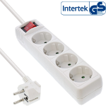 InLine Socket strip, 4-way earth contact CEE 7/3, with switch, white, 1.5m