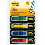 Post-It Arrow Flags, Primary Colors, 1/2 in Wide, 24/Dispenser, 4 Disp/Pack self adhesive flags 24 sheets