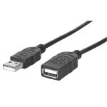 Manhattan USB-A Extension Cable, 1m, Male to Female, USB 2.0, 480 Mbps, Hi-Speed USB, Black, Lifetime Warranty, Equivalent to USBEXTAA3BK