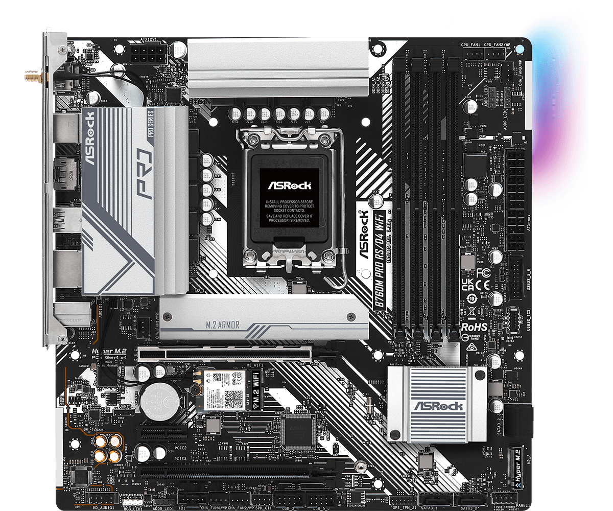 Image of Asrock B760M Pro RS/D4 WiFi Intel B760 LGA 1700 micro ATX