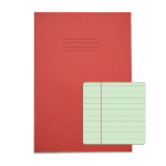 Rhino A4 Special Exercise Book 48 Page Red with Tinted Green Paper F8M (Pack of 50)