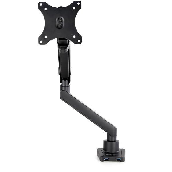 StarTech.com Desk Mount Monitor Arm with 2x USB 3.0 ports - Slim Full Motion Adjustable Single Monitor VESA Mount up to 34&quot; Display - Ergonomic Articulating Arm - Desk Clamp/Grommet