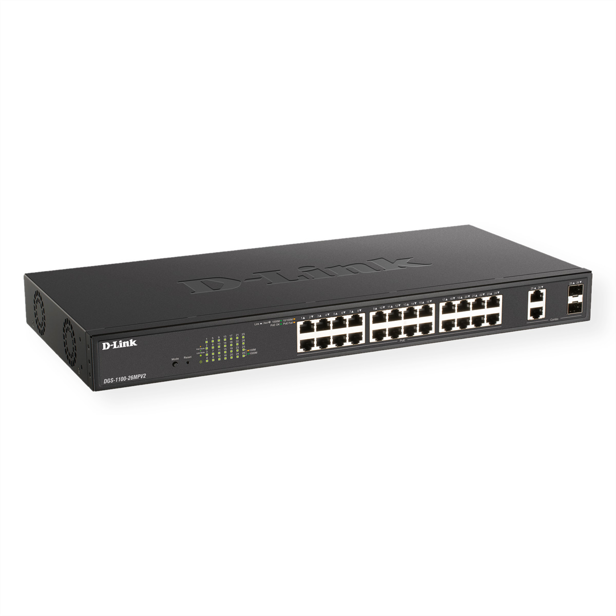 Image of D-Link PoE+ Switch DGS-1100-26MPV2 26 Port - Switch - Fiber Optic
