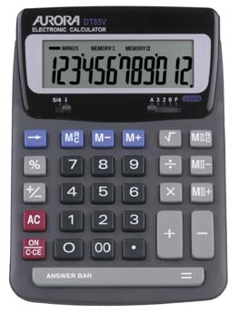 DT85V-GB AURORA CORP Heavy Duty 12 Digit Desktop Calculator Grey - DT85V