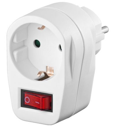 GRUTIMER2 MICROCONNECT Safety socket adapter, white 230V / 16A / 3500W Ideal for private use in the kitchen, living room and bedroom