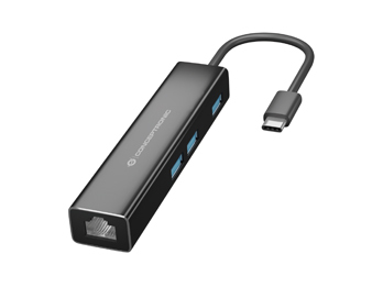 Image of Conceptronic DONN 3-Port USB Hub with Gigabit Network Adapter