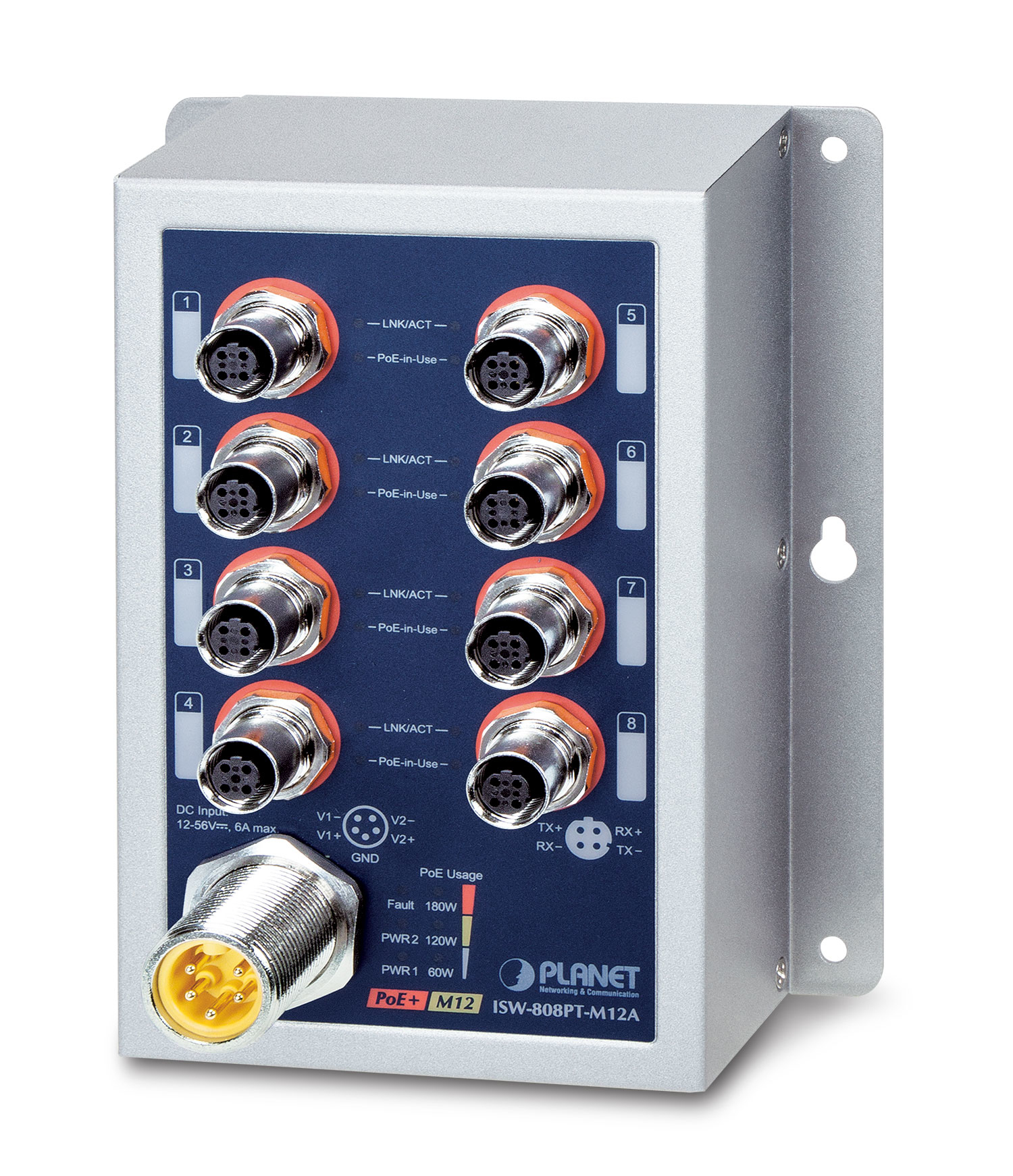 Image of PLANET IP50 Ind 8-P 10/100TX M12 Unmanaged Power over Ethernet...