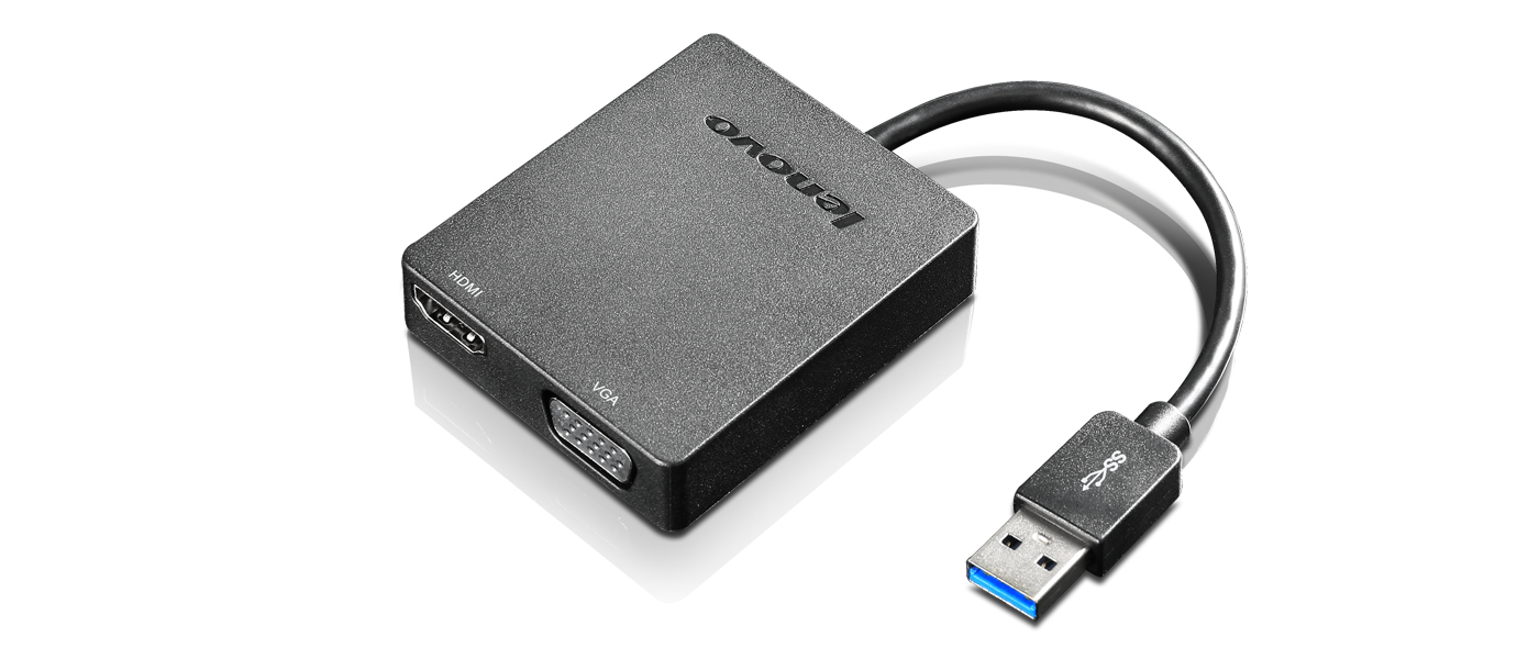 Image of Lenovo Universal USB 3.0 to VGA/HDMI USB graphics adapter Black