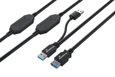 MediaRange MRCS244 USB cable USB 3.2 Gen 1 (3.1 Gen 1) 15 m 2 x USB A USB A Black
