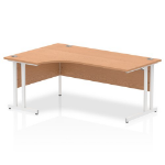Dynamic Impulse Contract Left Hand Crescent Cantilever Desk W1800 x D1200 x H730mm Oak Finish/White Frame - I002846 DD