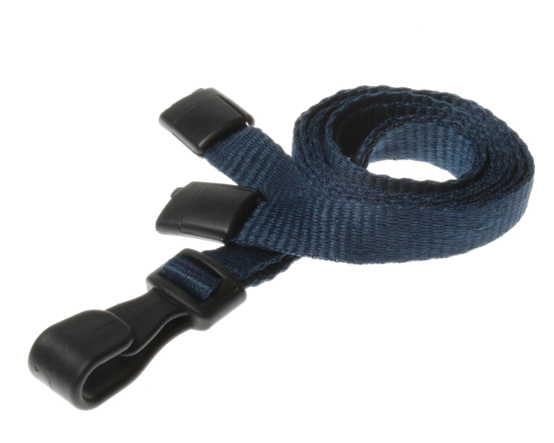 Image of Digital ID 10mm Recycled Plain Dark Blue Lanyards with Plastic J...