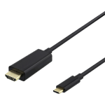 Deltaco 00140019 video cable adapter 1 m USB Type-C HDMI Black