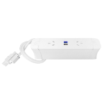 OE Elsafe | PACE 920500 | Pace 35 - Qikfit TUF 2 x GPO / 1 x TUF 25W with 800mm Lead to J Coupler and Desk Bracket | White