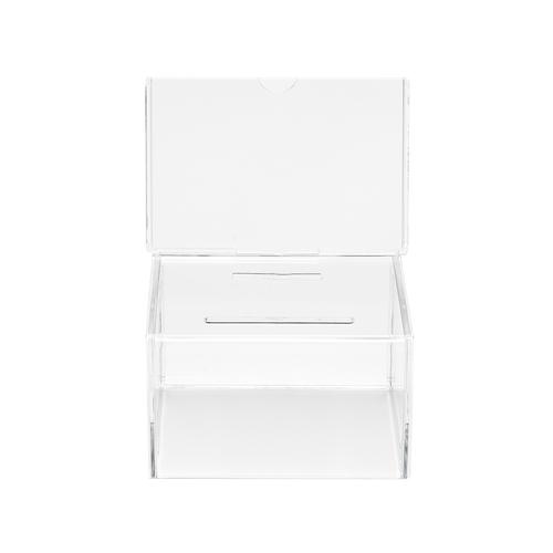 592901 DEFLECTO Suggestion/Coin Box (89mm x 6.4mm Drop Slot) With 152 x 102mm Sign Holder Crystal - 592901