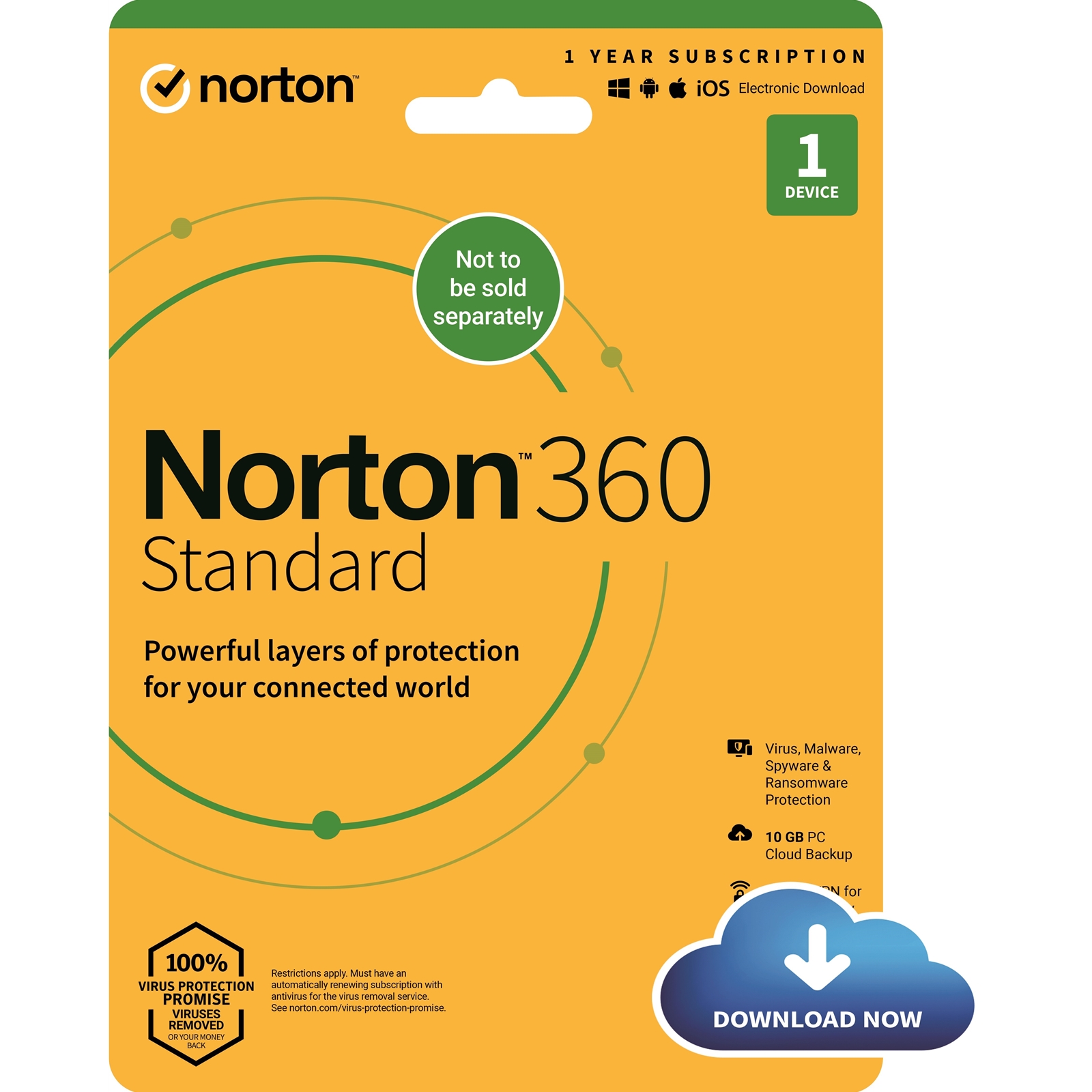 Image of NortonLifeLock 360 Standard 2022, Antivirus Software for 1 Device,...