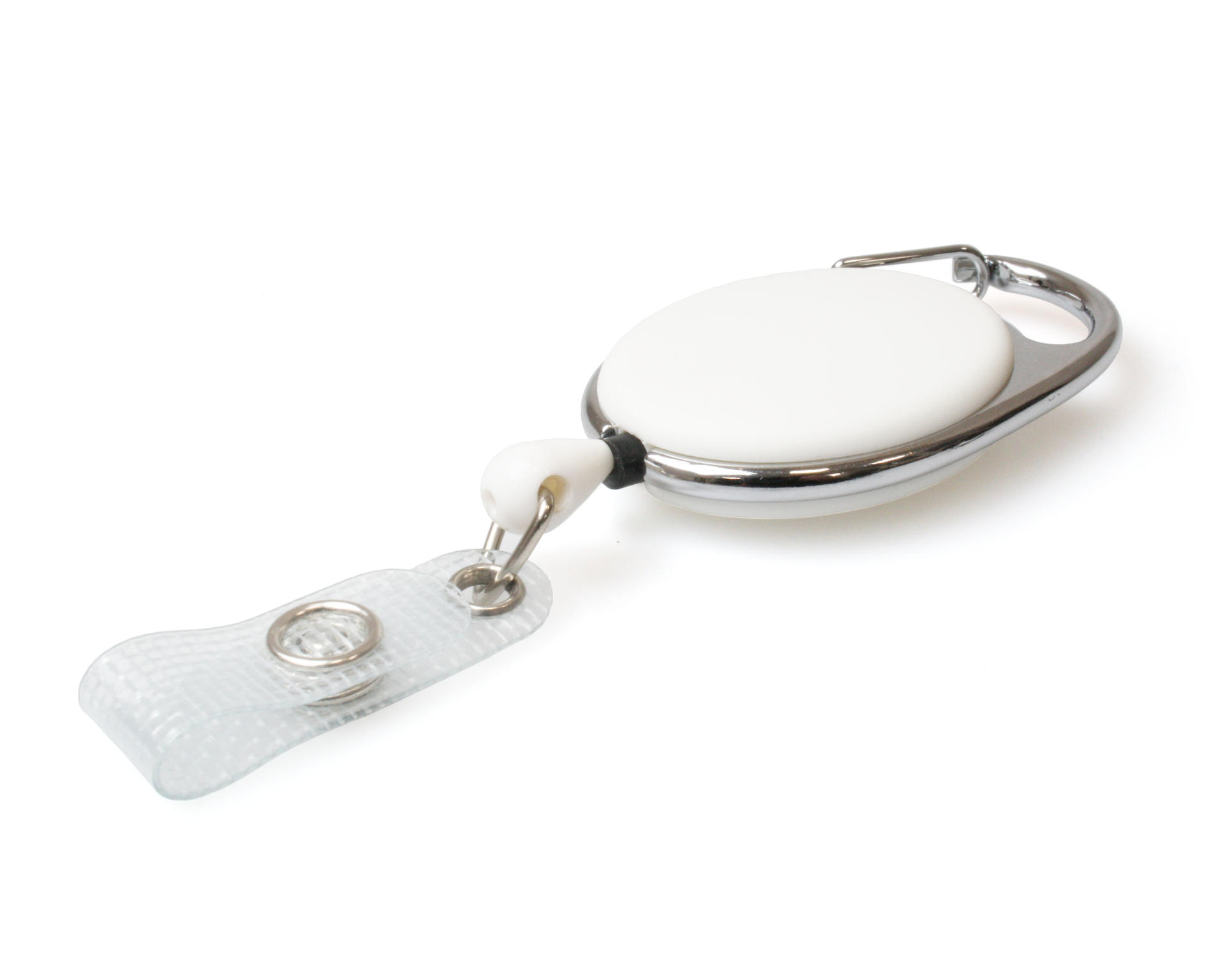 Image of Digital ID White Solid Carabiner Card Reels with Reinforced Straps...