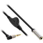 InLine Slim Audio Cable 3.5mm M angled / F, with volume control 0.25m