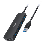 mBeat 4-Port USB 3.0 Hub with USB-C DC Port  Compact and Portable Design  Expandable Connectivity