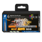 Staedtler Pigment Arts Brush Pen Greys & Caramels felt pen Brown, Grey 6 pc(s)