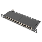 Digitus Cat.6A Slim Patch Panel, shielded, 12-port, 0.5 U, 10", black