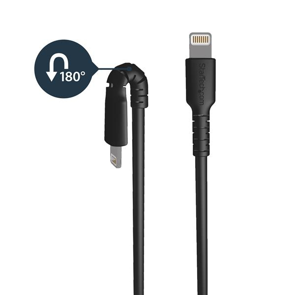 StarTech.com 2m USB A to Lightning Cable - Durable Black USB Type A to Lightning Connector Charge and Sync Charger Cord - Rugged w/Aramid Fiber - Apple MFI Certified - iPad Air iPhone 11