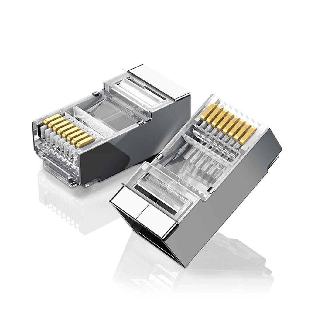 EU Product - 10x Plug ends for RJ45 8P8C (UTP Cat6 / Cat5 / Cat5e) - Silver thumbnail