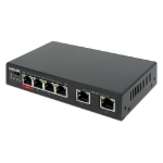 Intellinet 6-Port Fast Ethernet Switch with 4 PoE Ports (1 x High-Power PoE), One High-Power 60 W PSE PoE Port, Three IEEE 802.3at/af PSE PoE Ports, PoE Power Budget of 65 W, PoE Extend Mode, Two RJ45 Uplink Ports, VLAN