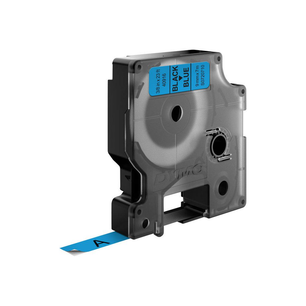 Image of Dymo 40916/S0720710 DirectLabel-etikettes black on blue 9mm x 7m...