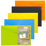 Eco Eco A4+ 50% Recycled Colour Press Stud Wallets - Pack of 5