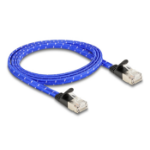 DeLOCK RJ45 flat network cable with braided coating Cat.6A U/FTP 1 m blue