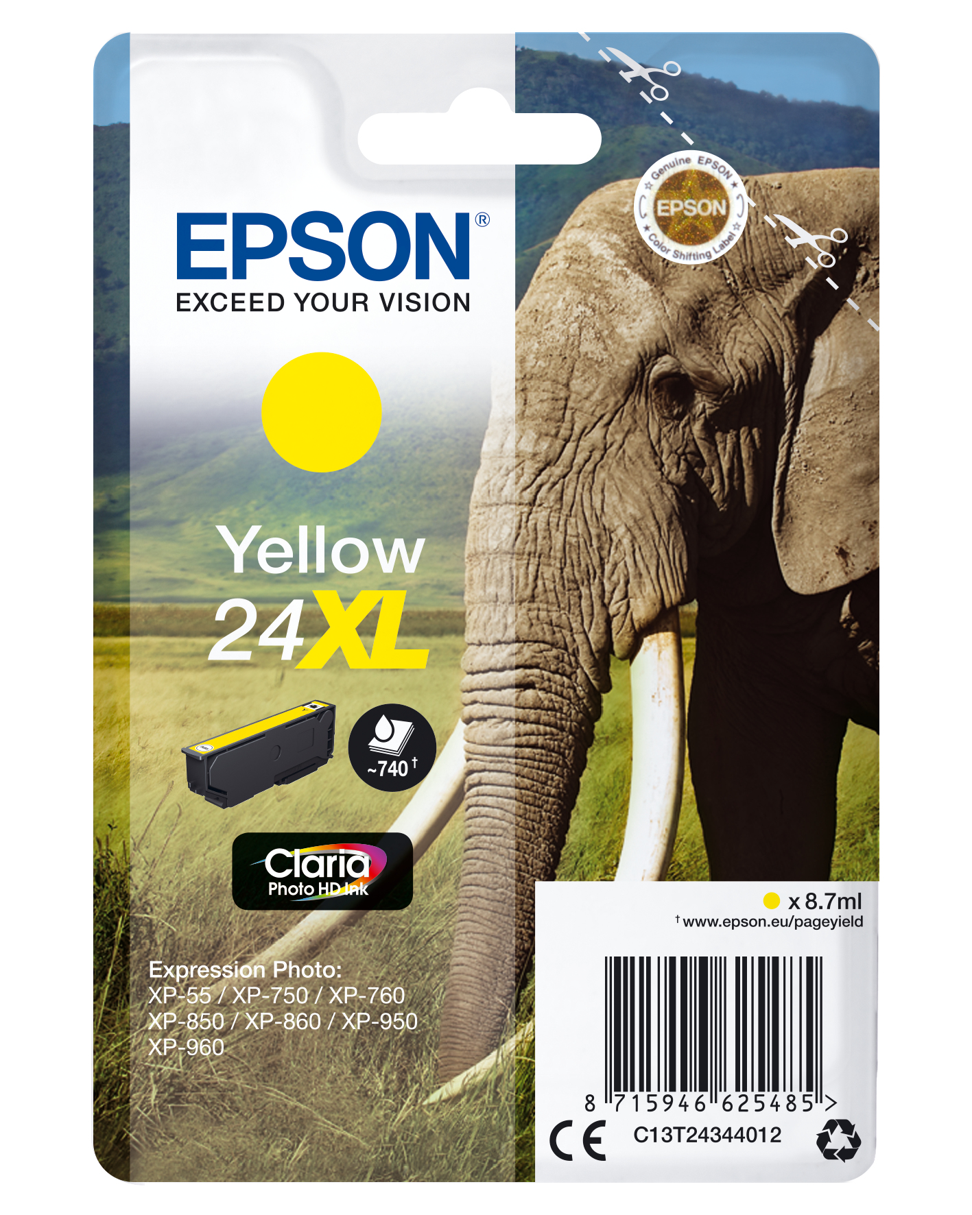 Image of Epson C13T24344012/24XL Ink cartridge yellow high-capacity, 500...