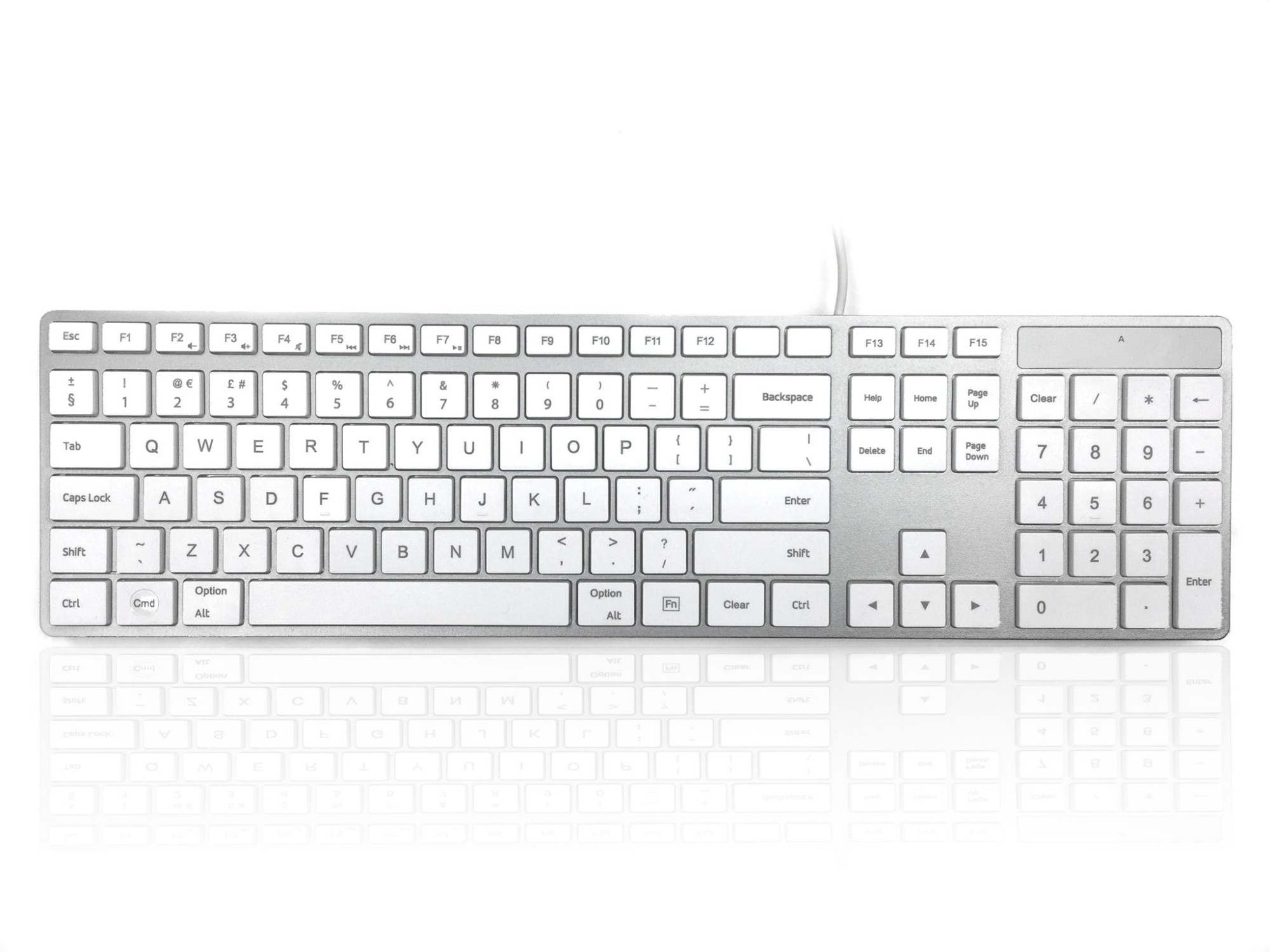 KYBAC301-USBCMAC CERATECH 301 MAC USB Type C - USB Type C Wired Full Size Apple Mac Multimedia Keyboard With White Square Tactile Keys And Silver Ca