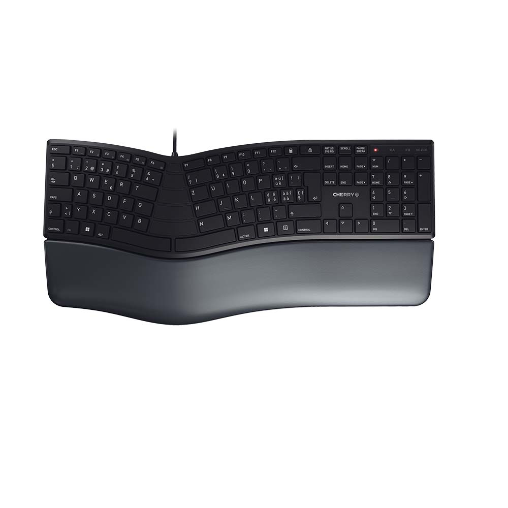 CHERRY KC 4500 ERGO keyboard Office USB QWERTZ Swiss Black