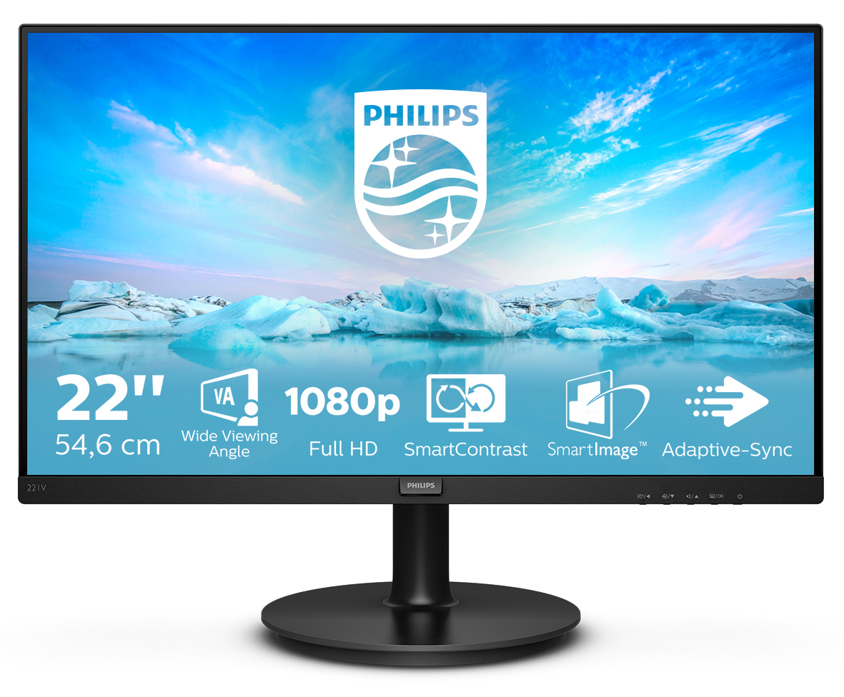 Philips Black V Line 221V8/00 Computer Monitor 54.6 Cm (21.5") 1920 X 1