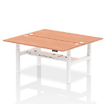 Dynamic Air Back-to-Back W1800 x D800mm Height Adjustable Sit Stand 2 Person Bench Desk With Cable Ports Beech Finish White Frame - HA02614 DD