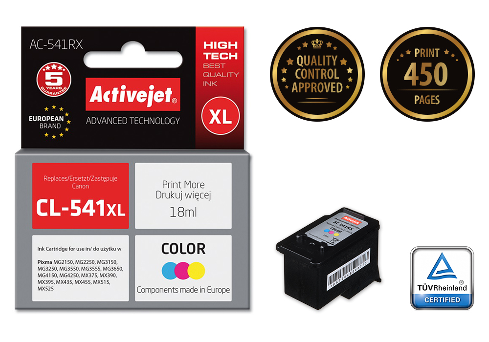 Activejet AC-541RX ink (replacement for Canon CL-541 XL; Premium; 18 ml; color)