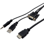VisionTek 1.5m, HDMI/VGA+USB+3.5mm 59.1" (1.5 m) VGA (D-Sub) + 3.5mm + USB Type-A Black