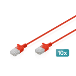 Digitus CAT 6 U-UTP Slim patch cable, 2 m, red, 10 pieces