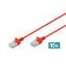 Digitus CAT 6 U-UTP Slim patch cable, 0.3 m, red, 10 pieces