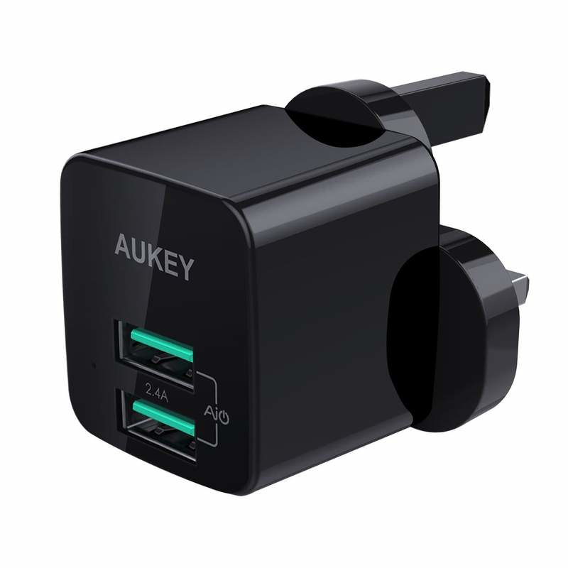 EU Product - Mini Wall Charger with Ai Power, 12W, 2xUSB-A - Black thumbnail