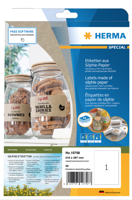 HERMA 10758 self-adhesive label Rectangle Permanent Brown 20 pc(s)