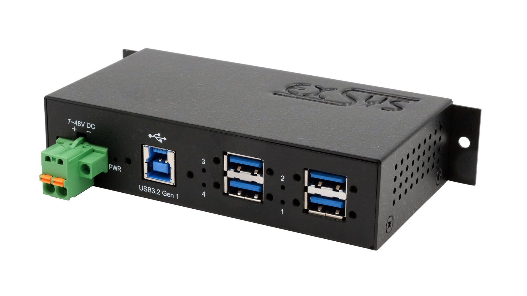 EX-1185HMVS-2 EXSYS USB 3.2 HUB 4-Port extern inkl.Kabel mit Kabel und Din-Rail Kit