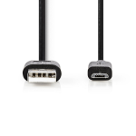 Nedis CCGT60500BK30 USB cable 3 m USB 2.0 USB A Micro-USB A Black