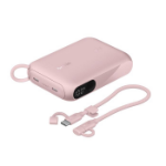 BELKIN BoostCharge 10K mAh Power Bank with Display + USB-C to USB-C Cable 60W (15CM) - Pink (BPB027fqPK), 20W, 2x USB-C Ports, 2 Years Warranty